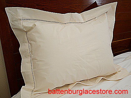 Hemstitch Pillow Sham Ecru color